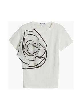 Nikki Lund White Floral Appliqué Tee